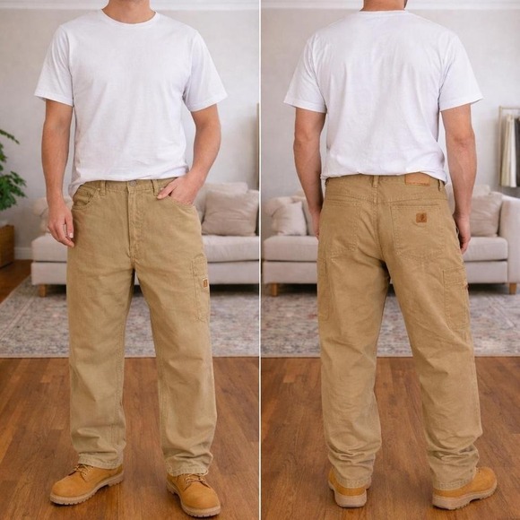 Carhartt Other - Carhartt men's tan loose fit carpenter Jean Size 35 x 34